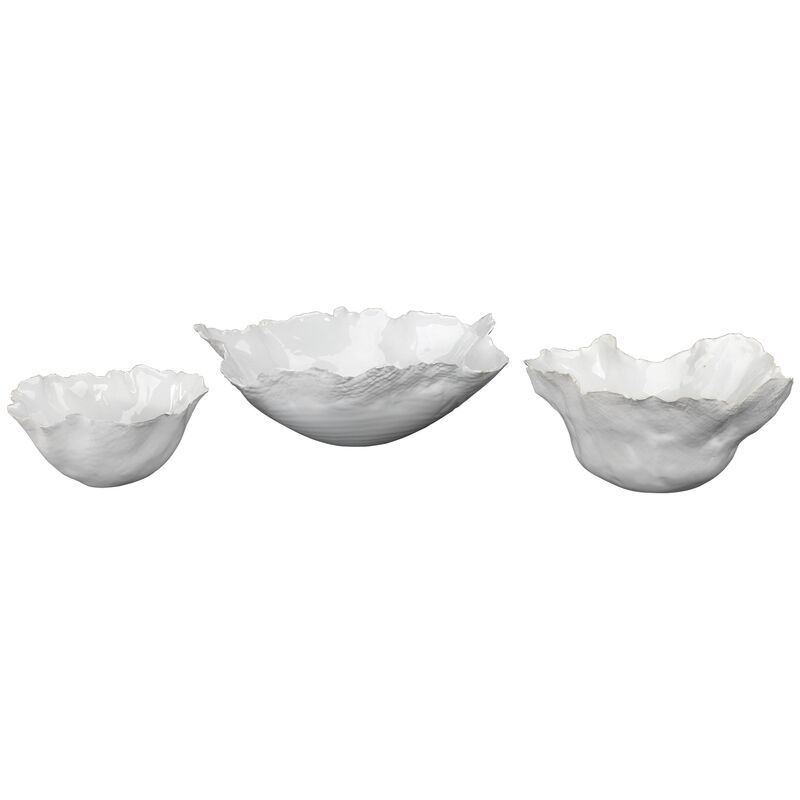 Asst. of 3 Fleur Bowls, White | One Kings Lane