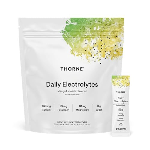 THORNE - Daily Electrolytes - Zero Sugar & Low-Calorie Electrolyte Powder Drink Mix - Flavors Derived from Natural Sources - NSF Certified for Sport - Mango Limeade - 30 Stick Packs | Amazon (US)