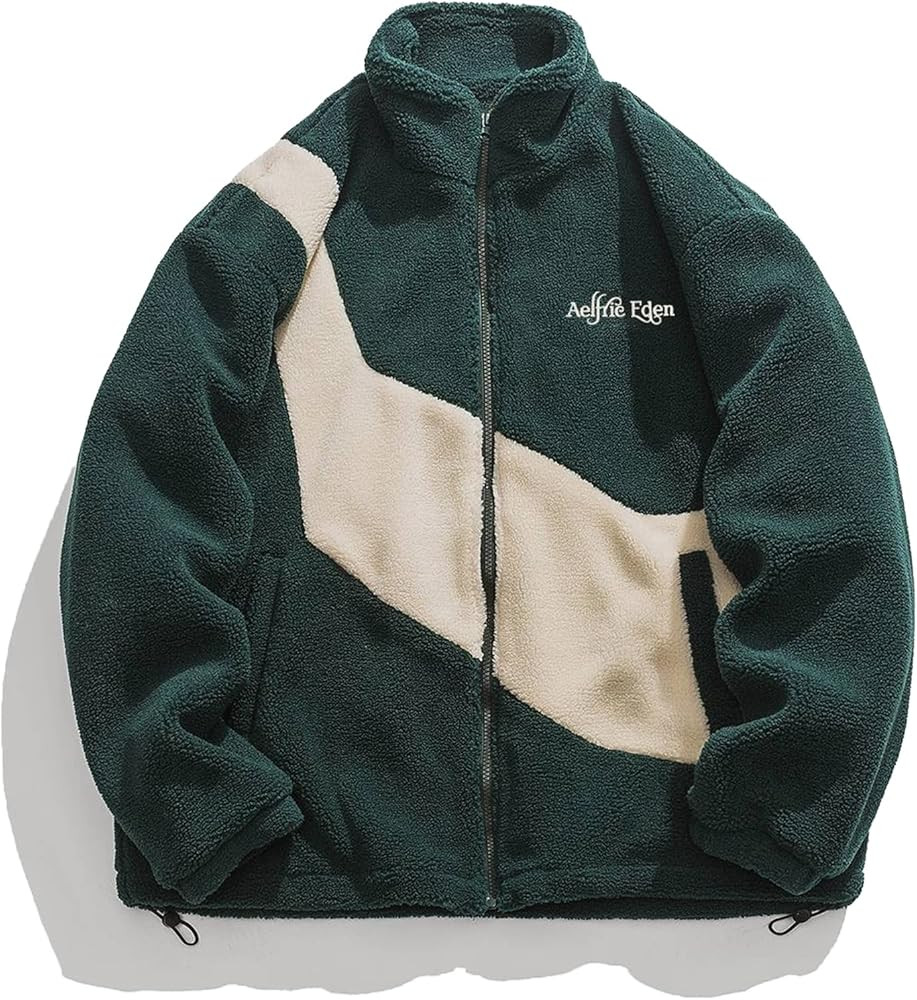 Aelfric Eden Mens Sherpa Fleece Jacket Zip Up Patchwork Winter Puffer Fuzzy Jackets Warm Fur Coat... | Amazon (US)