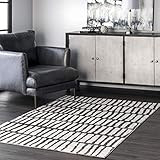 nuLOOM Quinlee Abstract Striped Area Rug, 5' x 8', Black And White | Amazon (US)