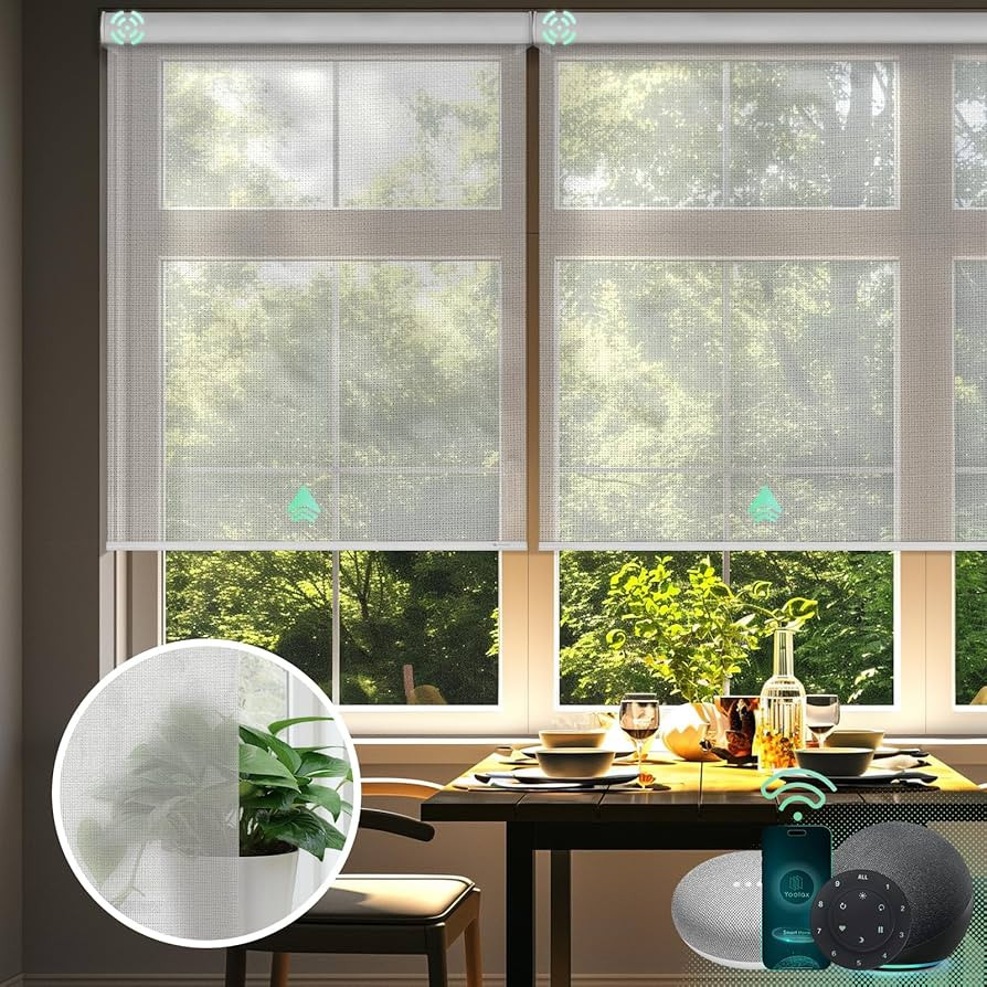 Yoolax Motorized Smart Blinds with Remote Control, Light Filtering Electric Shades Work with Alex... | Amazon (US)