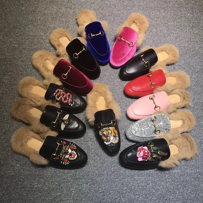 Designer Womens Men Genuine Leather Loafers Slipper Fur Muller Slippers With Buckle Fashion Women... | DHGate