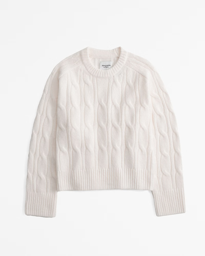 Abercrombie & Fitch Women's The A&F Madeline Cable Crew Sweater in Cream - Size XXL | Abercrombie & Fitch (US)