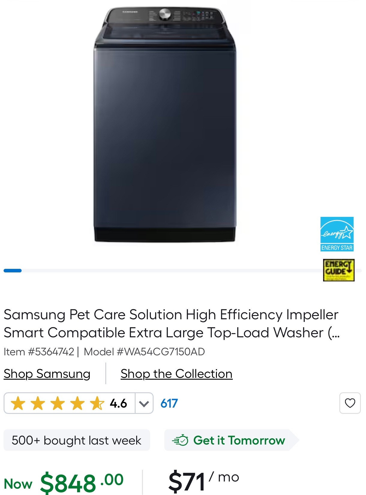 Samsung Pet Care Solution High Efficiency Impeller Smart Compatible Extra Large Top-Load Washer 

#LTKSaleAlert #LTKOver40 #LTKHome