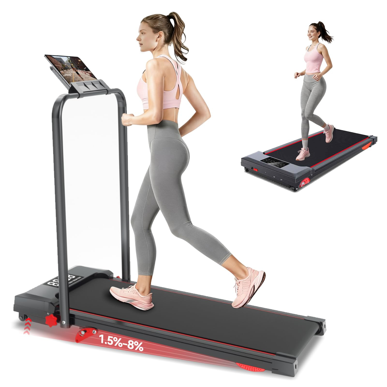 Walking Pad with Handle Bar and Incline, 3 in 1 Under Desk Treadmill with Hiking Mode, 2.5HP Low ... | Amazon (US)