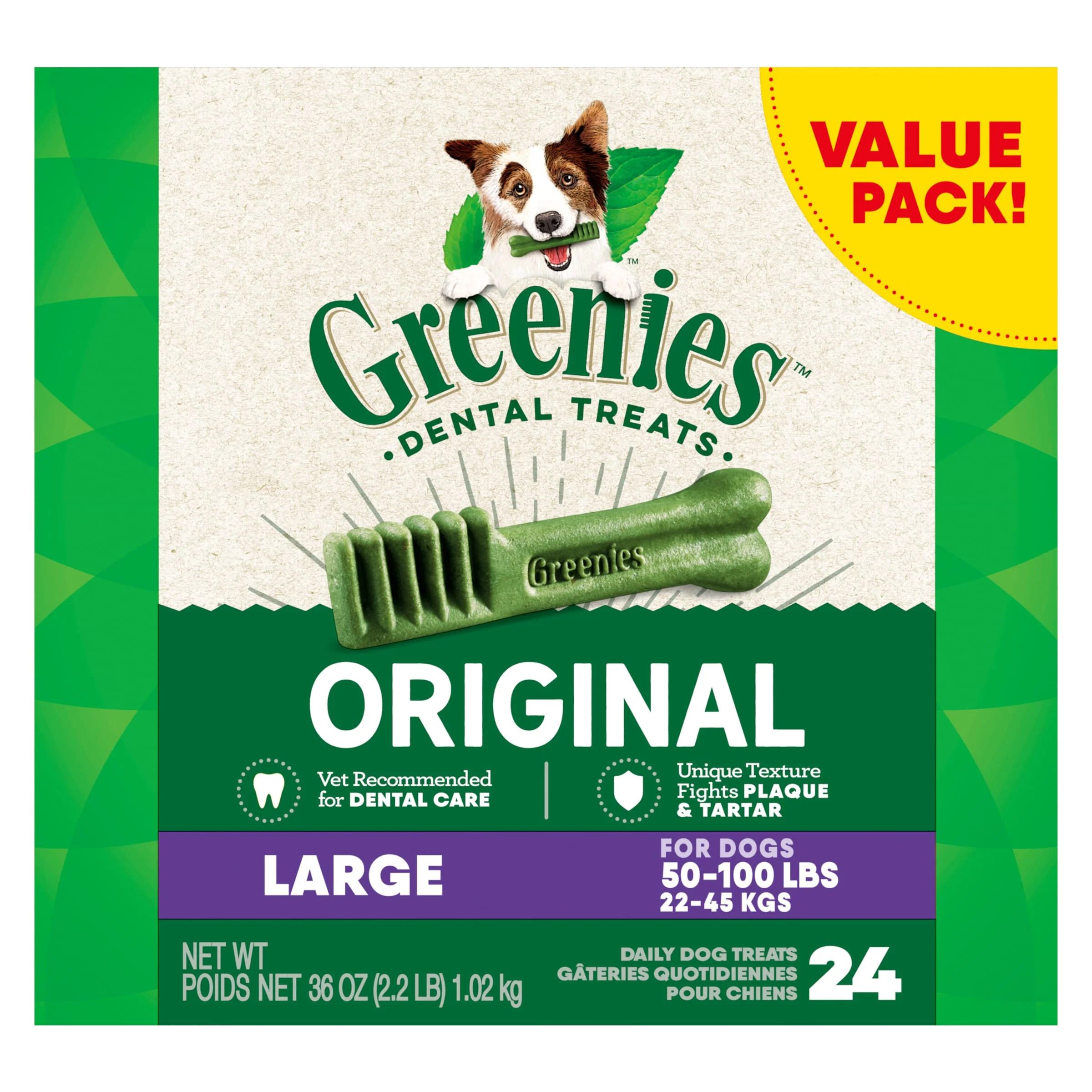 GREENIES Original Large Natural Dental Dog Treats, 36 oz. Pack - Walmart.com | Walmart (US)
