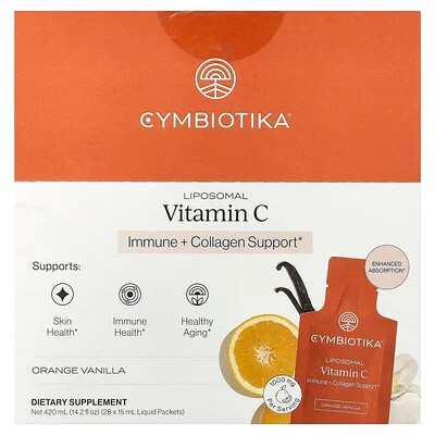 Cymbiotika, Liposomal Vitamin C, Orange Vanilla, 28 Packets, 0.5 fl oz (15 ml) Each | iHerb