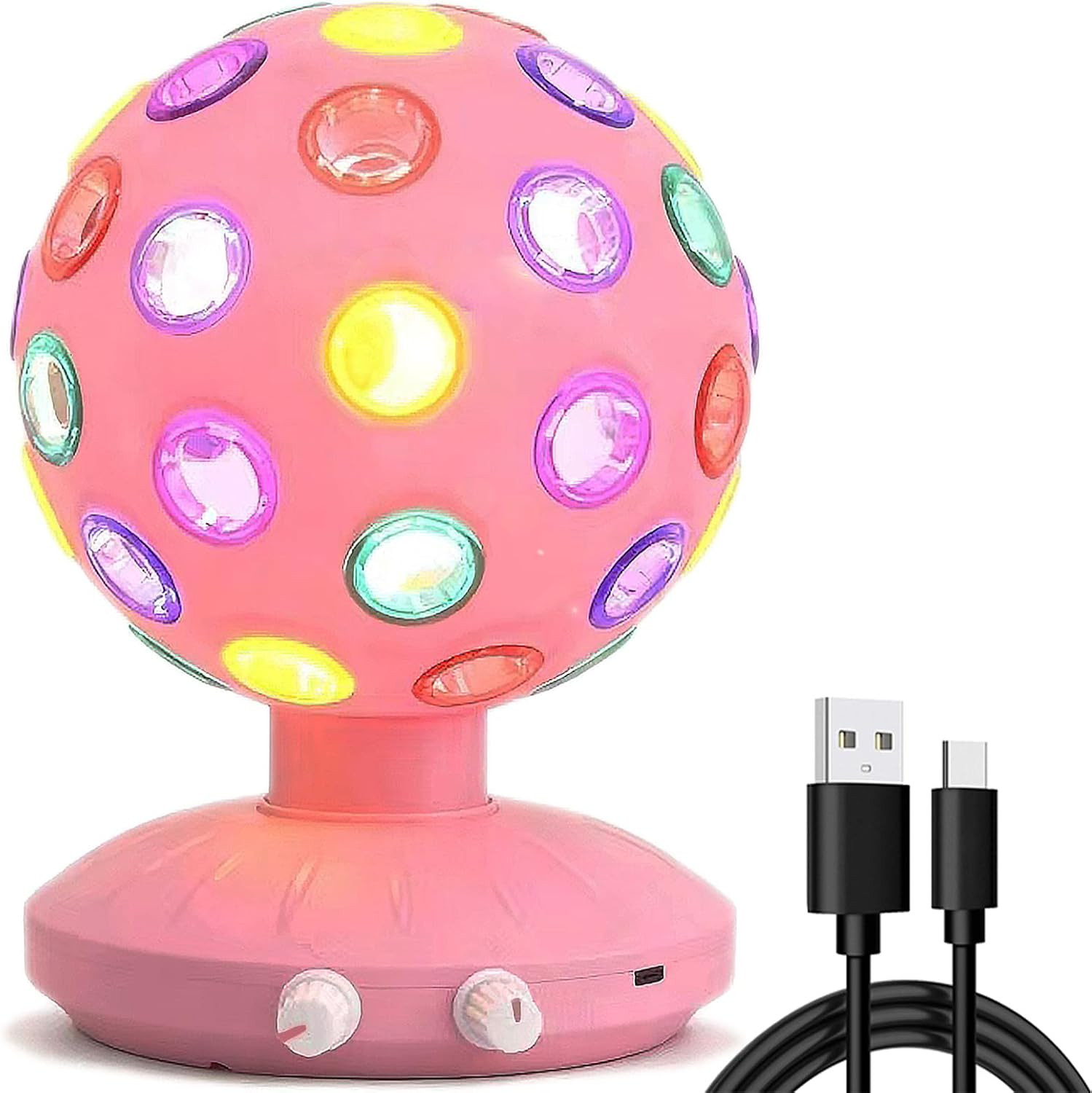 Spinning Disco Ball LED Night Light Projector 360° Rotary Speed/Brightness Adjustable Lamp for Parties, Lighting, Halloween, Christmas, Birthday, Holiday, Club, Bar (USB/Battery Operation) (Pink) | Amazon (US)