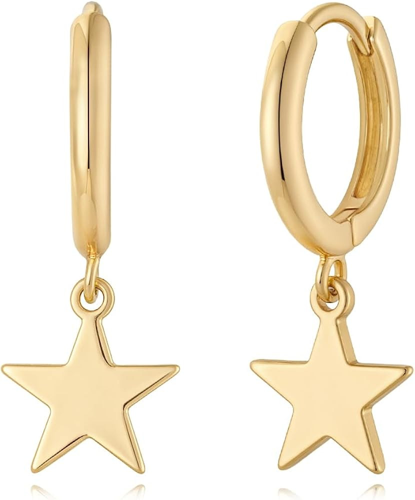 Women Earrings Gold Huggie Hoop Dangle Drop 14K Gold Plated Small Simple Hypoallergenic Everyday ... | Amazon (US)