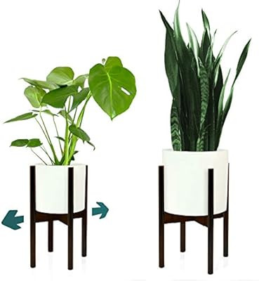 Fox & Fern Adjustable Plant Stand - Dark Bamboo - 8 to 12 Inch in Width – EXCLUDING White Ceram... | Amazon (US)