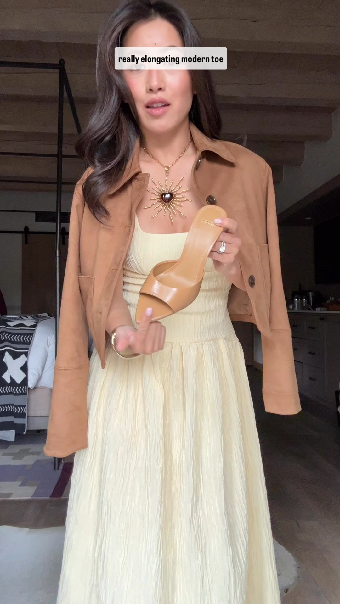 Found my elongating designer inspired mule sandals well stocked at Mango! Also linked a 2” kitten heel version at Nordstrom 

Code AFJEAN for extra discount off the suede look jacket

Ps this exact butter yellow dress is low stock but I’ve seen sizes pop back every few days in the mornings! 

• mango mule sandals sz 5 medium brown 

• if you’re ordering from mango I also loove their neutral suede loafers linked . No breaking in at all for me 

• Zara dress runs small, size small
• Abercrombie jacket xxs with sleeves folded under an inch
• necklace from local New Mexico artisan 
• jCrew magnetic woven clutch , a vacation staple 


#LTKFindsUnder100 #LTKPetite #LTKShoeCrush