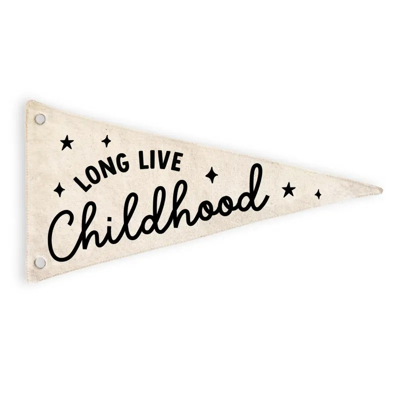 Long Live Childhood Canvas Pennant Flag | Wall Hanging | Minimalist Kids Room Decor | Playroom De... | Etsy (Global)