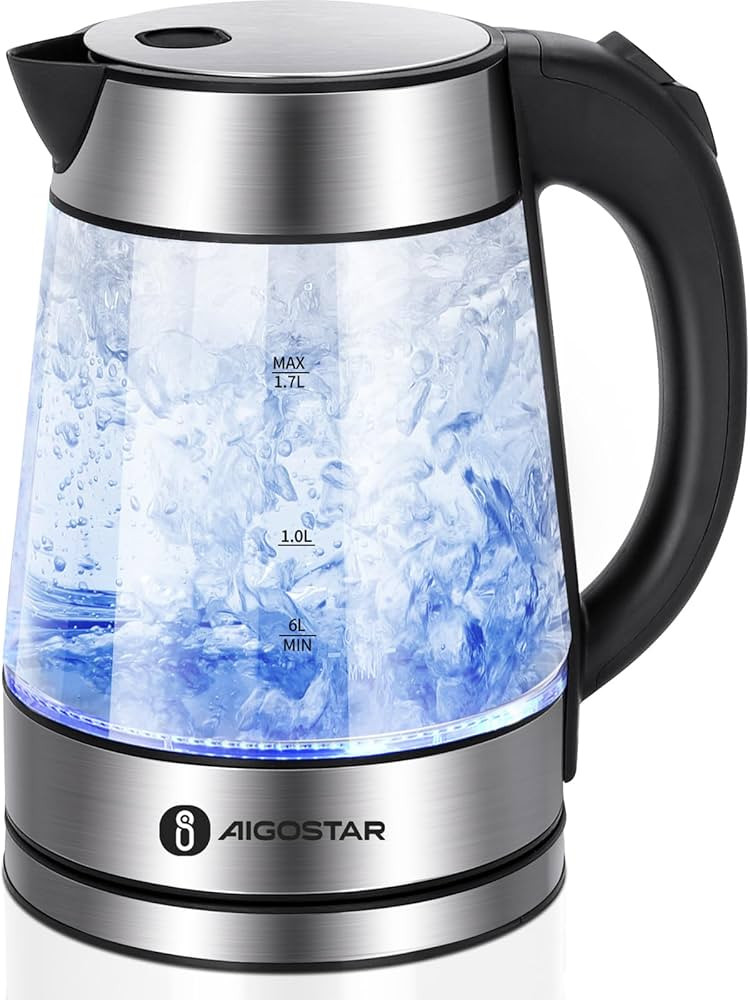 Aigostar Electric Kettle, Glass Electric Tea Kettle 1500W Fast Boil Water Kettle Electric for Tea... | Amazon (US)