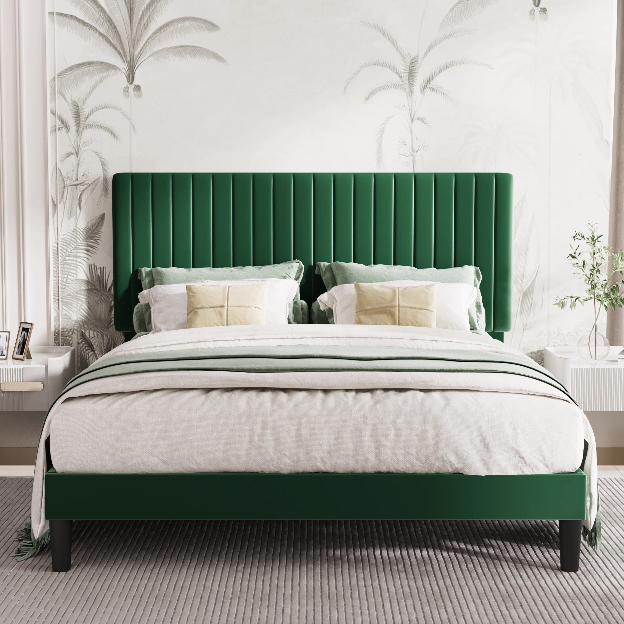 Dunphy Upholstered Platform Bed with Adjustable Headboard | Wayfair North America