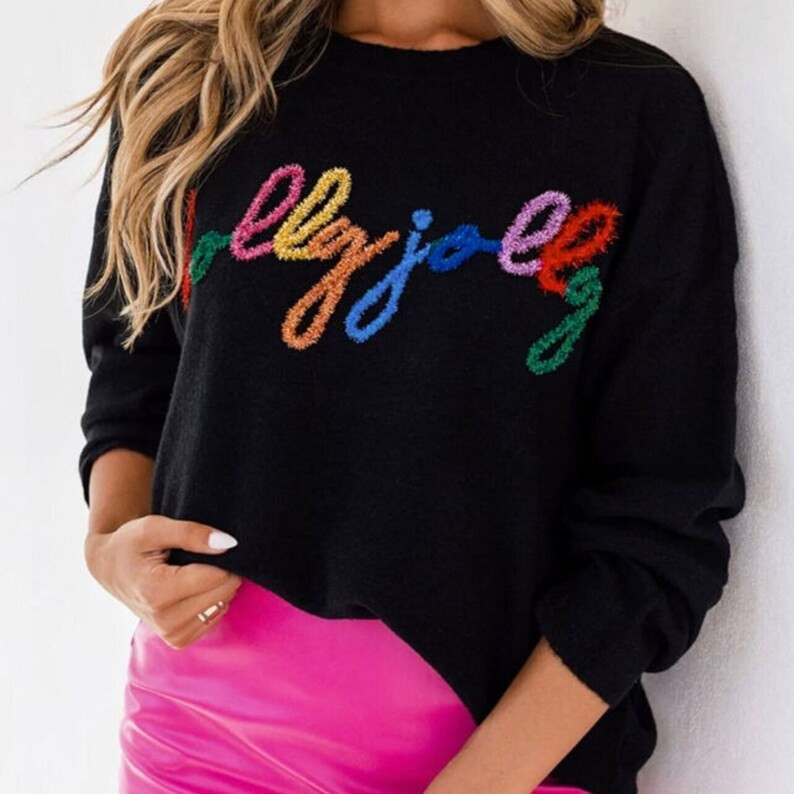Holly Joly Glitter Tinsel Sweater Holly Jolly Sweatshirt - Etsy | Etsy (US)