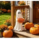 Clearance Halloween Ghost Figurine with Pumpkin Bowl - 14" Gaint Cute Resin Porch Statue, Hallowe... | Walmart (US)