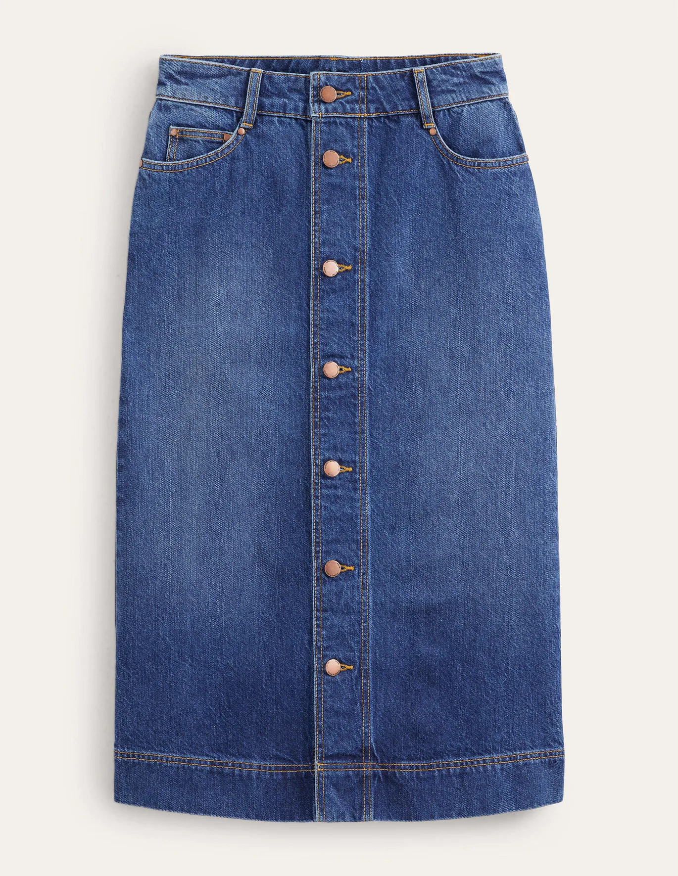 Straight Denim Midi Skirt - MID VINTAGE | Boden US | Boden (US)