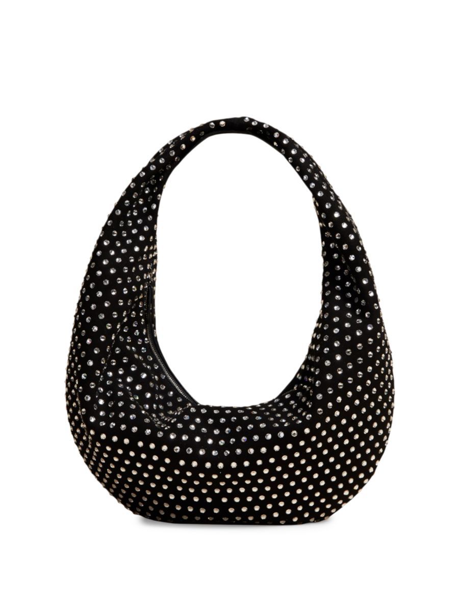 Medium Olivia Crystal-Embellished Suede Hobo Bag | Saks Fifth Avenue