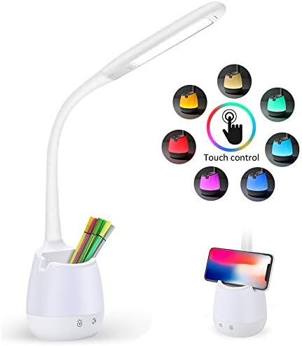 Desk Lamp with USB Charging Port Eye-Caring Table Lamps Led Study Lamp Dimmable Bedside Lamp LED ... | Amazon (UK)