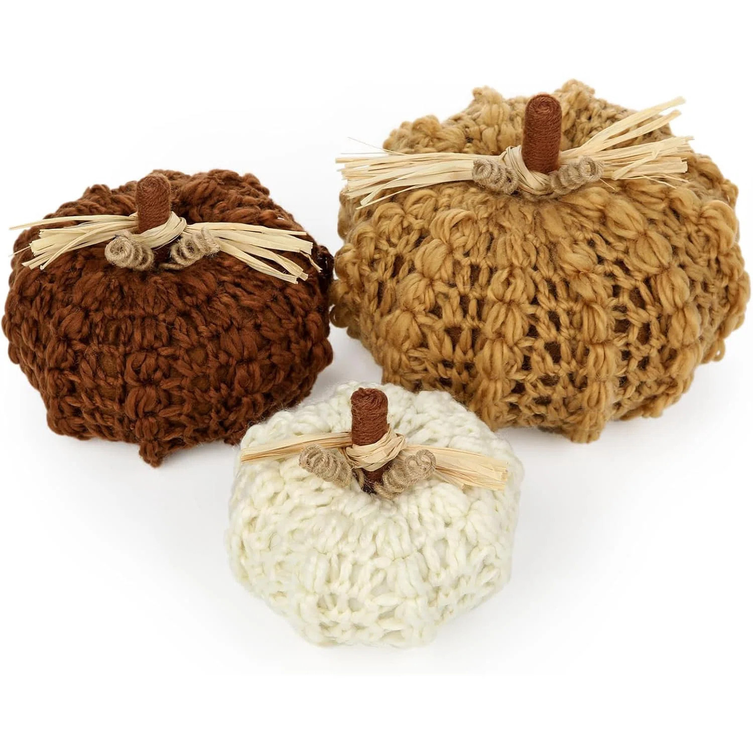 Handmade Knitted Pumpkins Set of 3 Cozy Fall Décor | Wayfair North America