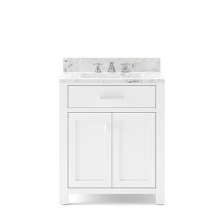 Water Creation Madison 30 in. Vanity in Modern White with Marble Vanity Top in Carrara White MADI... | The Home Depot