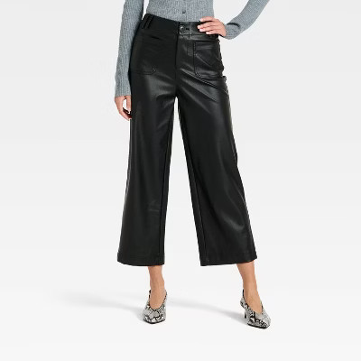 Women's Faux Leather Sailor Pants - A New Day™ Black | Target