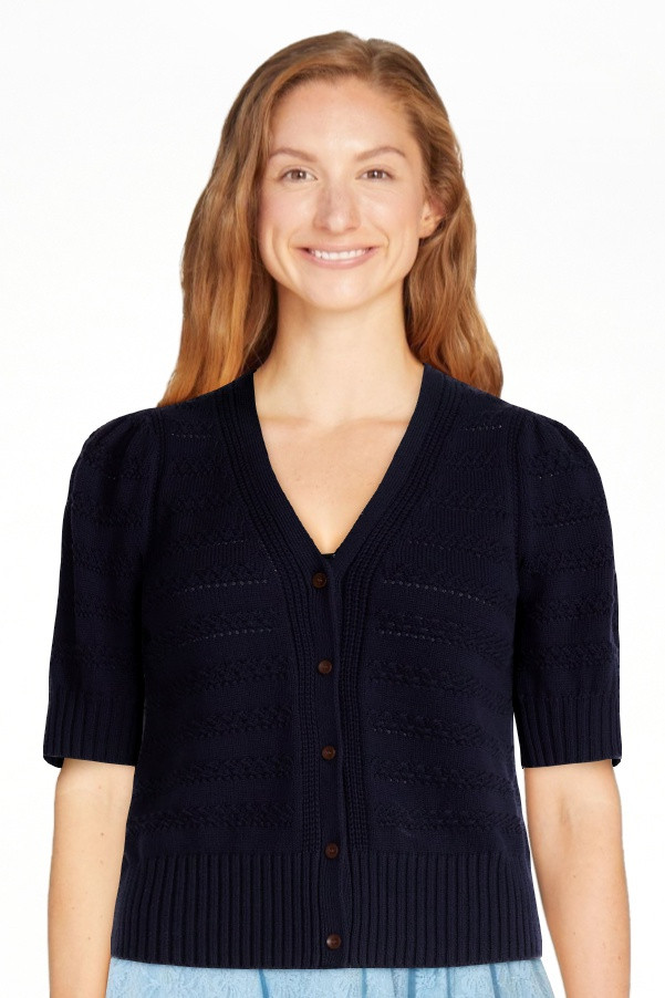 Free Assembly's Women's Cotton Crochet Cardigan Sweater with Puff Sleeves, Sizes XS-4X | Walmart (US)