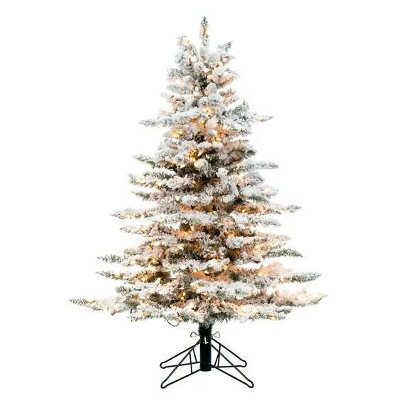 Vickerman 4.5' Flocked Utica Fir Artificial Christmas Tree, Clear Lights - Walmart.com | Walmart (US)