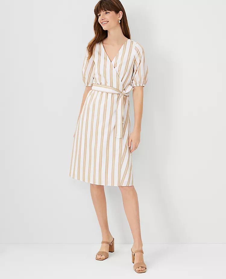 Striped Wrap Midi Dress | Ann Taylor (US)