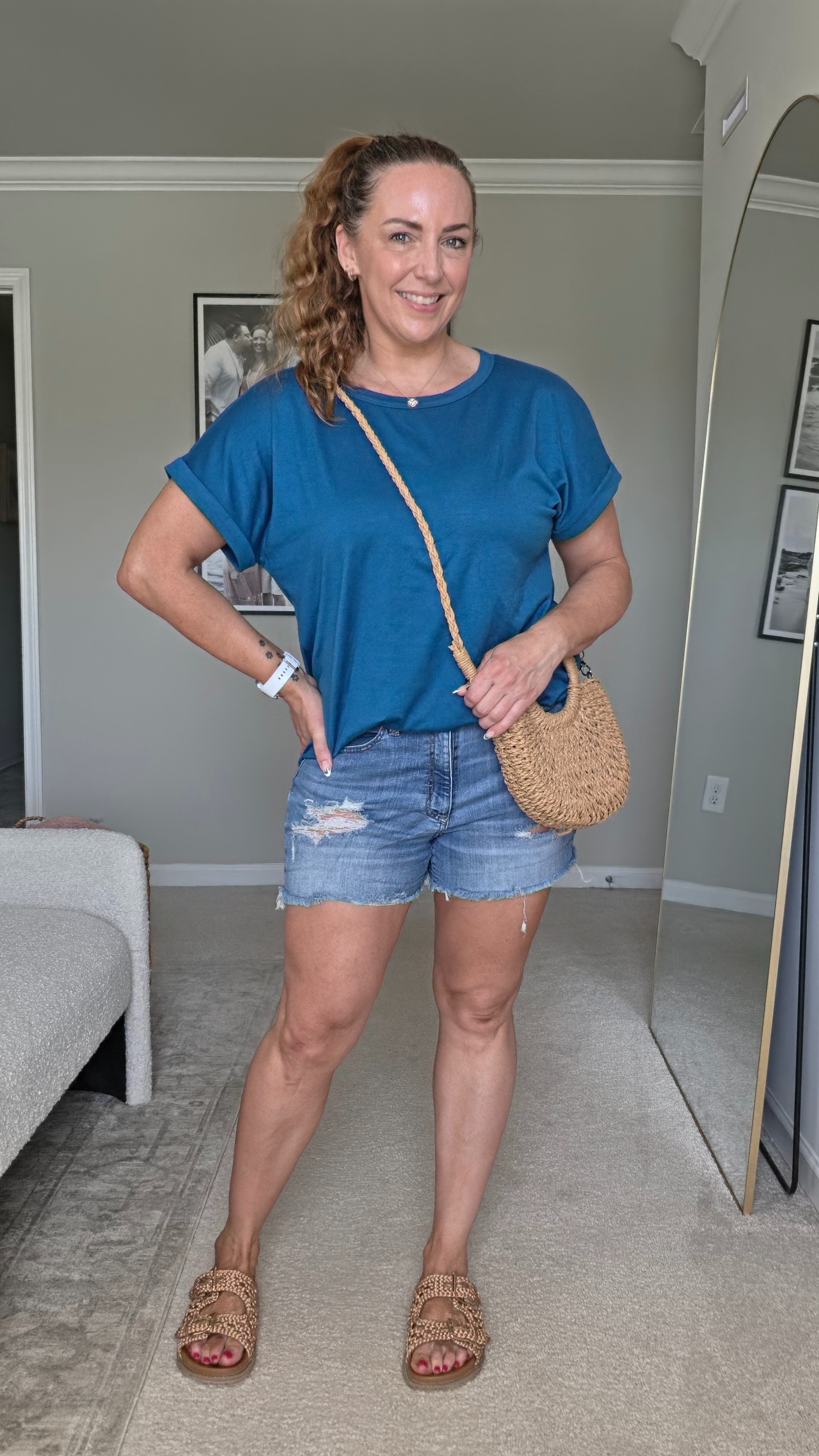 A vibrant blue tee adds the perfect pop of color to any casual warm-weather look.#summerstyle #colorfulfashion #everydaylook #casualstyle

#LTKSeasonal #LTKootd #LTKMidsize