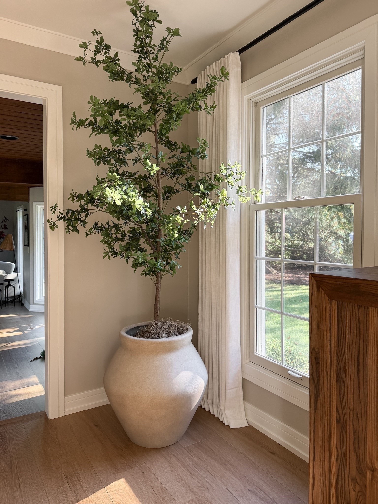 These pinch pleated memory trained drapes come in larger widths than the normal 40” to give a wider and more full panel! This is the beige white! 

#LTKHome #LTKSaleAlert