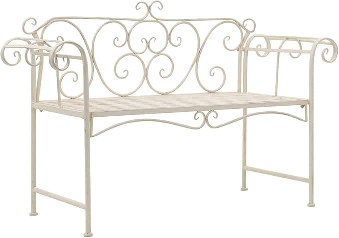 Love Seat Bench White Cast Iron Antique Designed Outdoor Patio Porch Home Garden Parks Backyard P... | Amazon (US)
