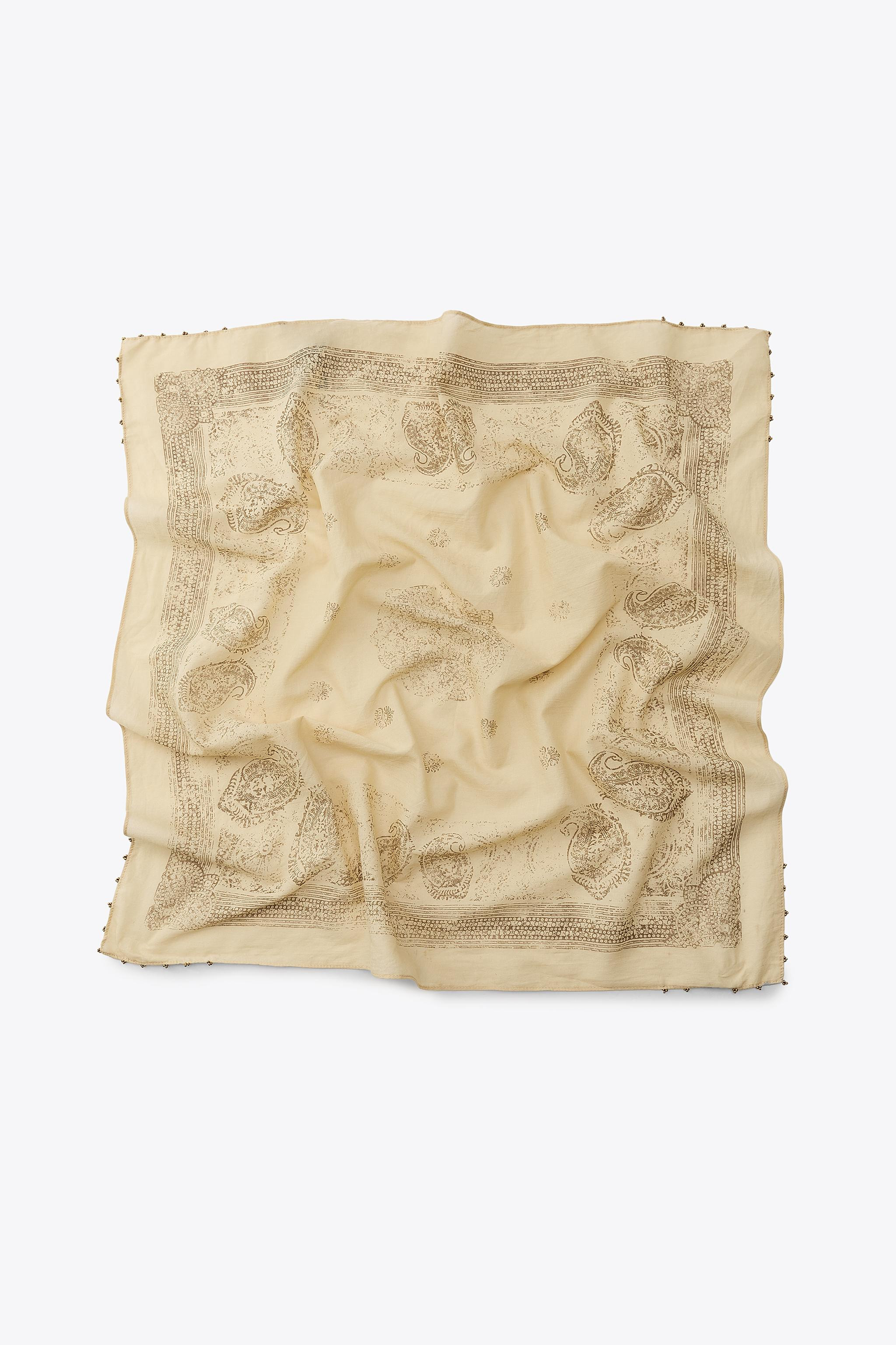 BEADED COTTON SCARF | Zara US