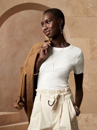 Ribbed Shrunken T-Shirt | Banana Republic (US)