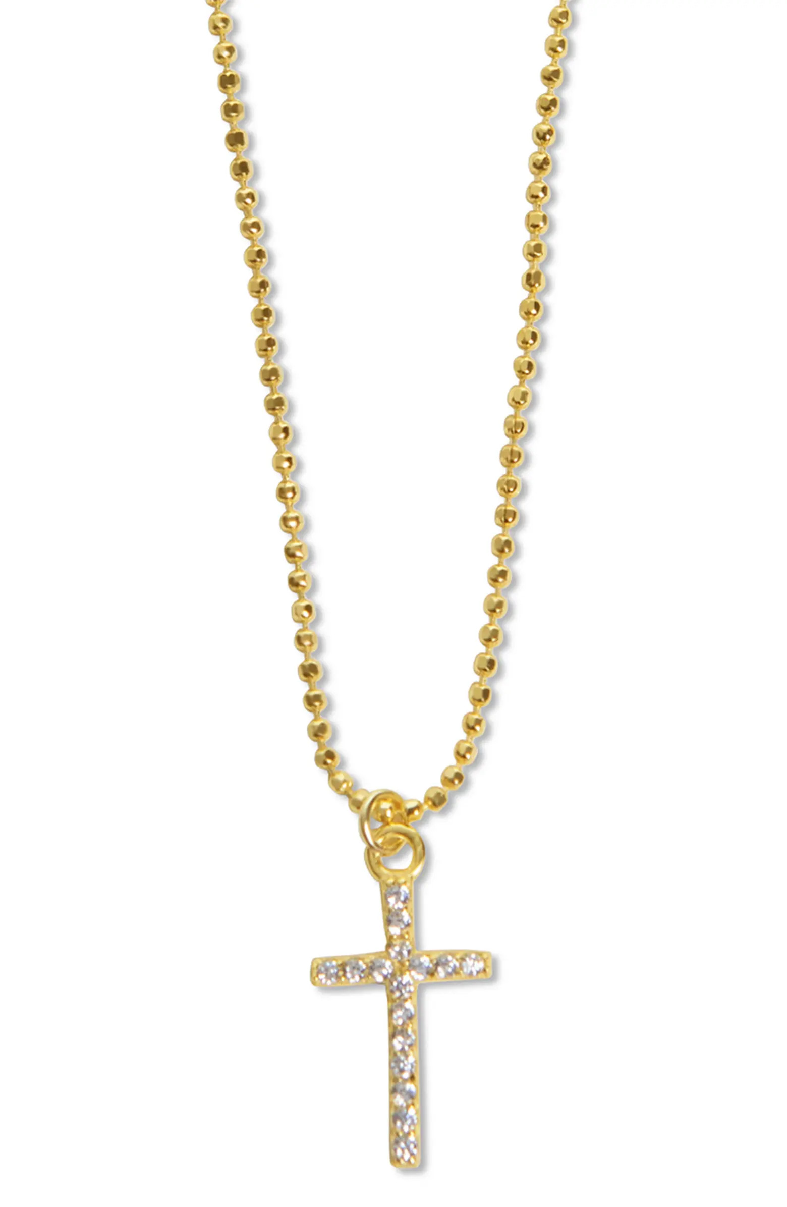 Cubic Zirconia Cross Pendant Ball Chain Necklace | Nordstrom