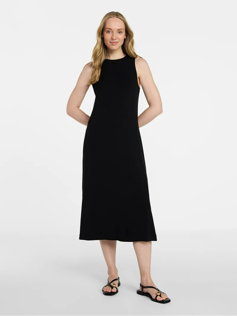 Time and Tru Women's Sleeveless Midi Column Dress, Sizes XS-XXXL | Walmart (US)
