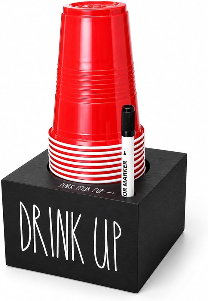 Cup Holder with Marker Slot, Mark Your Cup and Drink Up Cups Dispenser, Farmhouse Disposable Cups... | Amazon (US)
