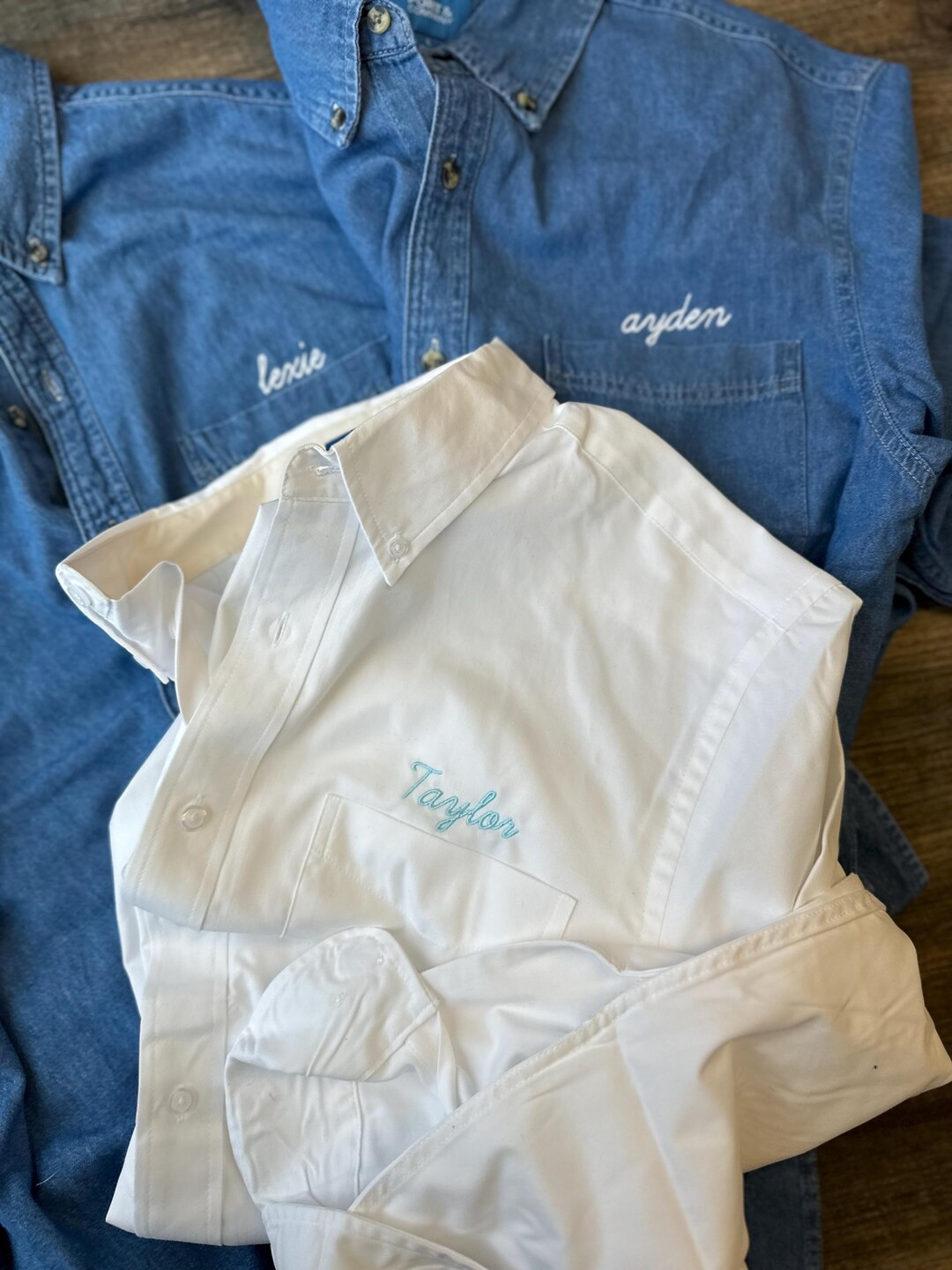 Embroidered Button Down for Bridal Party, Minimalist Embroidered Wedding Day Button up Shirt, Mon... | Etsy (US)