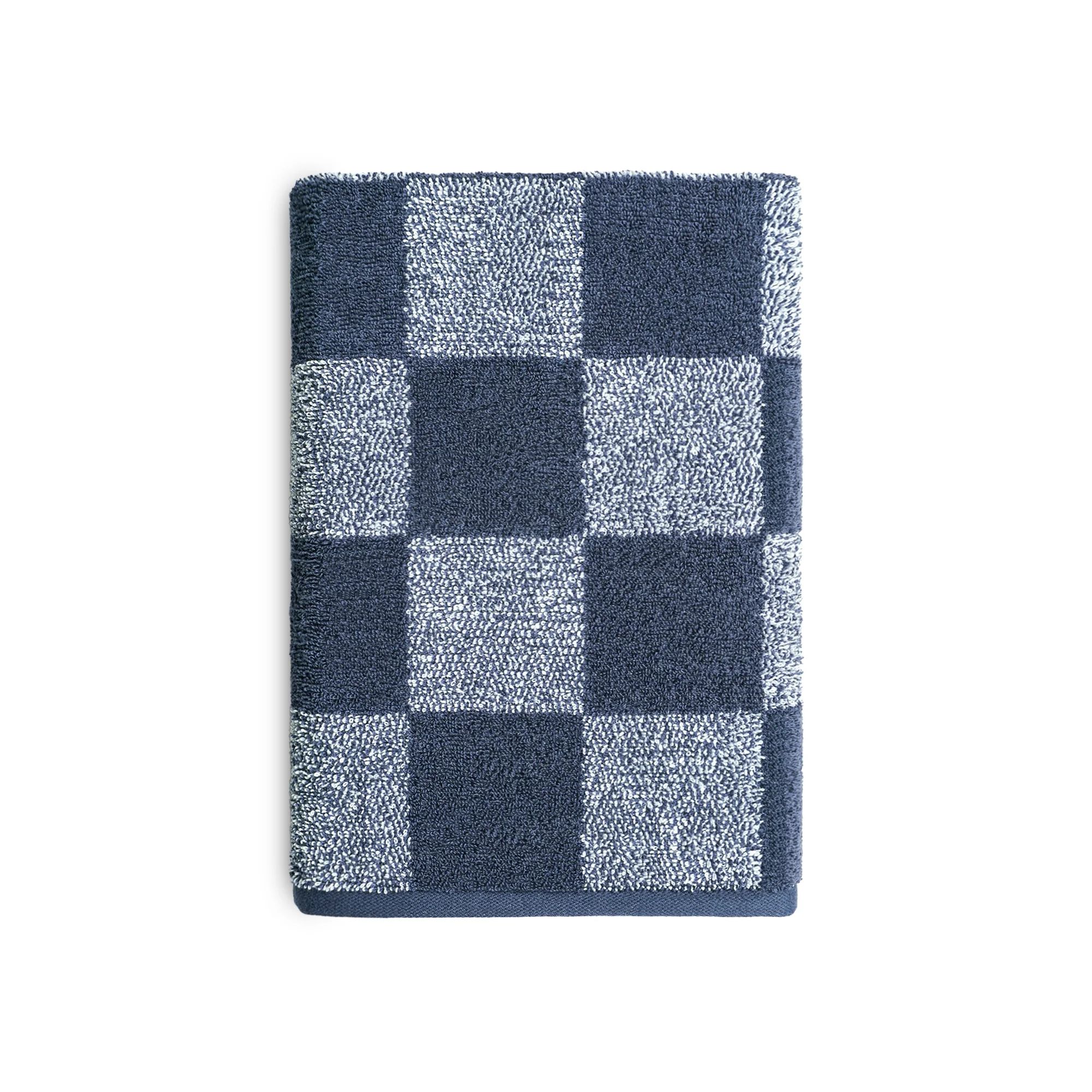 Mainstays Performance Checkered Bath Towel, 54" x 30", Indigo | Walmart (US)