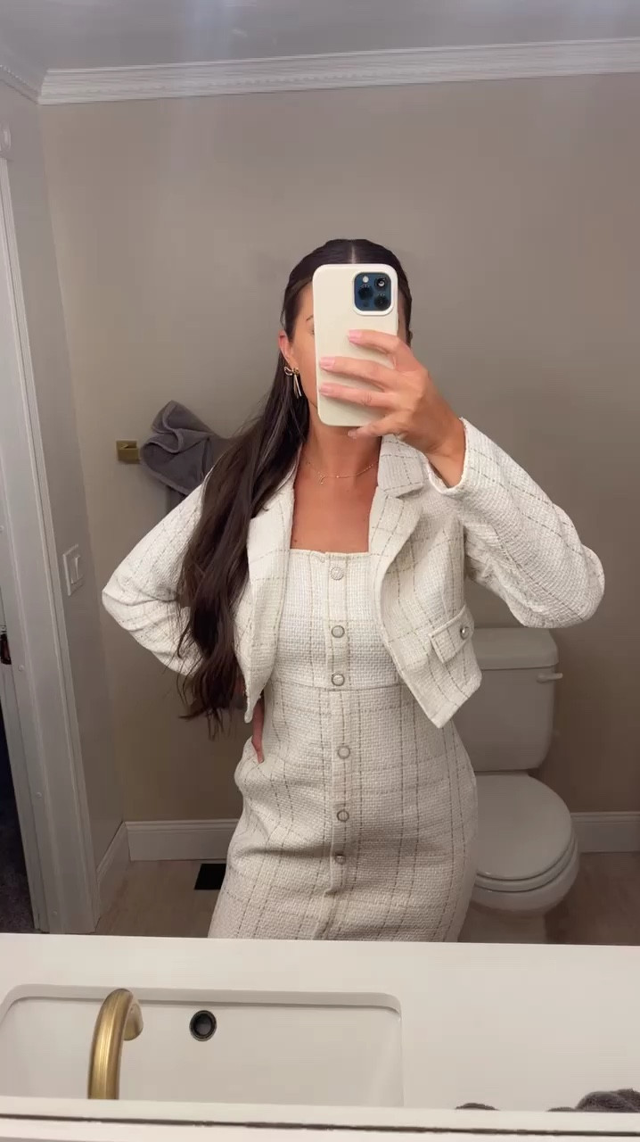 Perfect classy dress with little blazer, wore to my sons baptism 🤍✨
 Wearing a size S. 

#ltkfashion #sheindress #baptismoutfit #ltkfinds #ltkdress #summerfashion 
