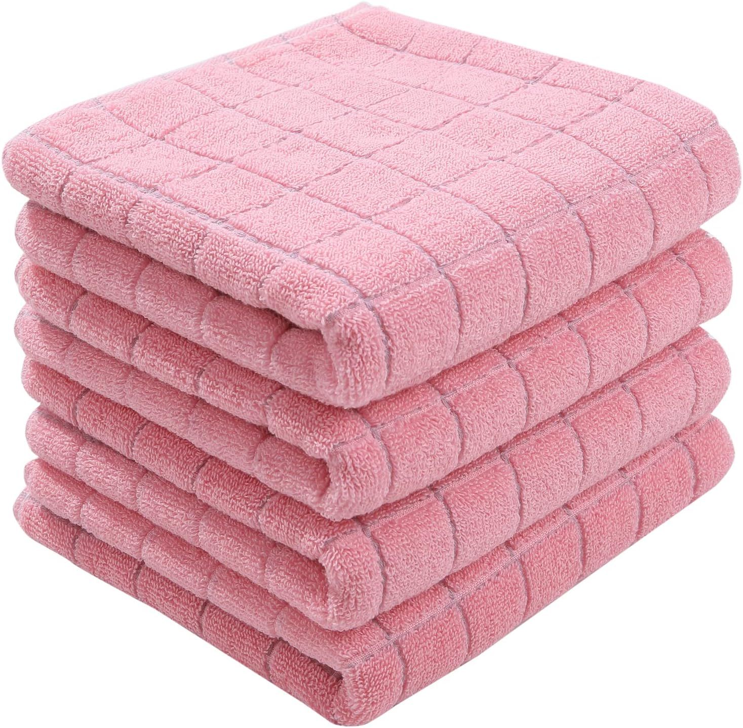 Homaxy 100% Cotton Terry Kitchen Towels(Pink, 13 x 28 inches), Checkered Designed, Soft and Super... | Amazon (US)