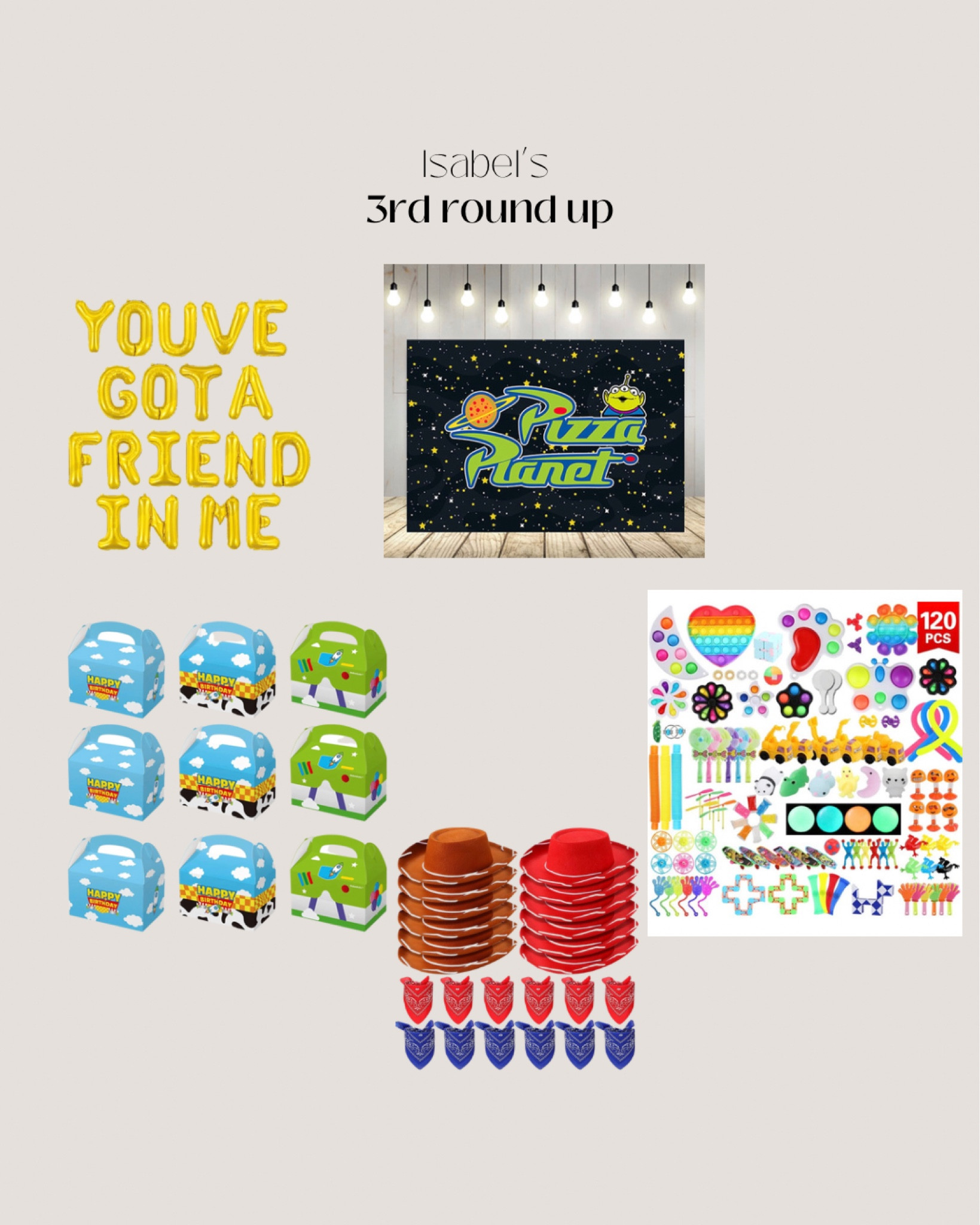 3rd birthday buys from Amazon 


#toystorytheme 
#toystorybirthday
#kidsbirthday
#toddlerbirtbday
#birthdayidea
#kidsbirthdayidea

#LTKkids #LTKbaby #LTKunder100