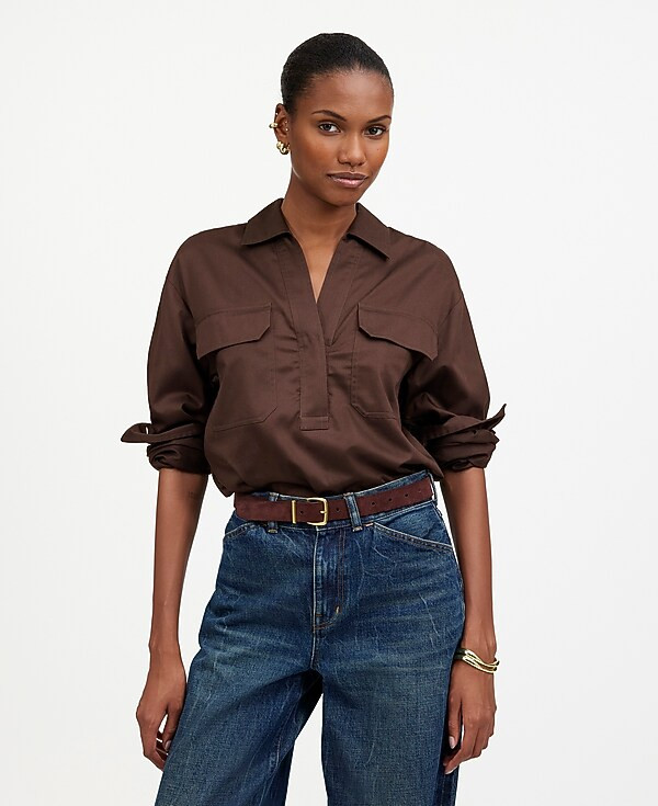 Utility Long-Sleeve Popover Shirt | Madewell | Madewell