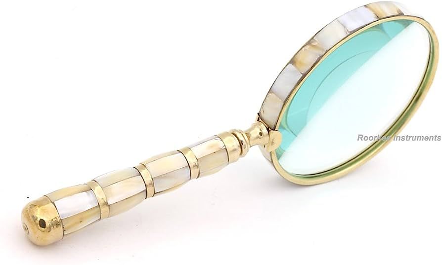 RII Magnifying Glass with Mother of Pearl Handle, Handheld 10x Magnifying Glass Lens, Antique Mag... | Amazon (US)