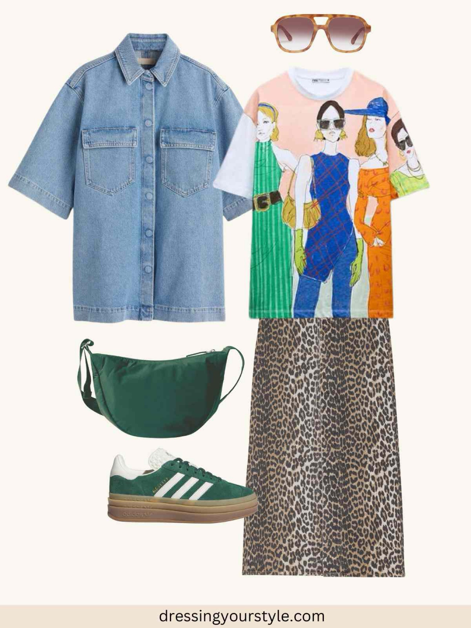 
Colorful Leopard print skirt outfit with graphic tee and green adidas gazelle sneakers. 

Leopard midi skirt, leopard print maxi skirt, leopard outfit, leopard print midi skirt, casual outfit, spring outfit, summer outfit, adidas gazelle bold outfit, adidas gazelle platforms, green sneakers, graphic tee outfit  

#LTKOver40