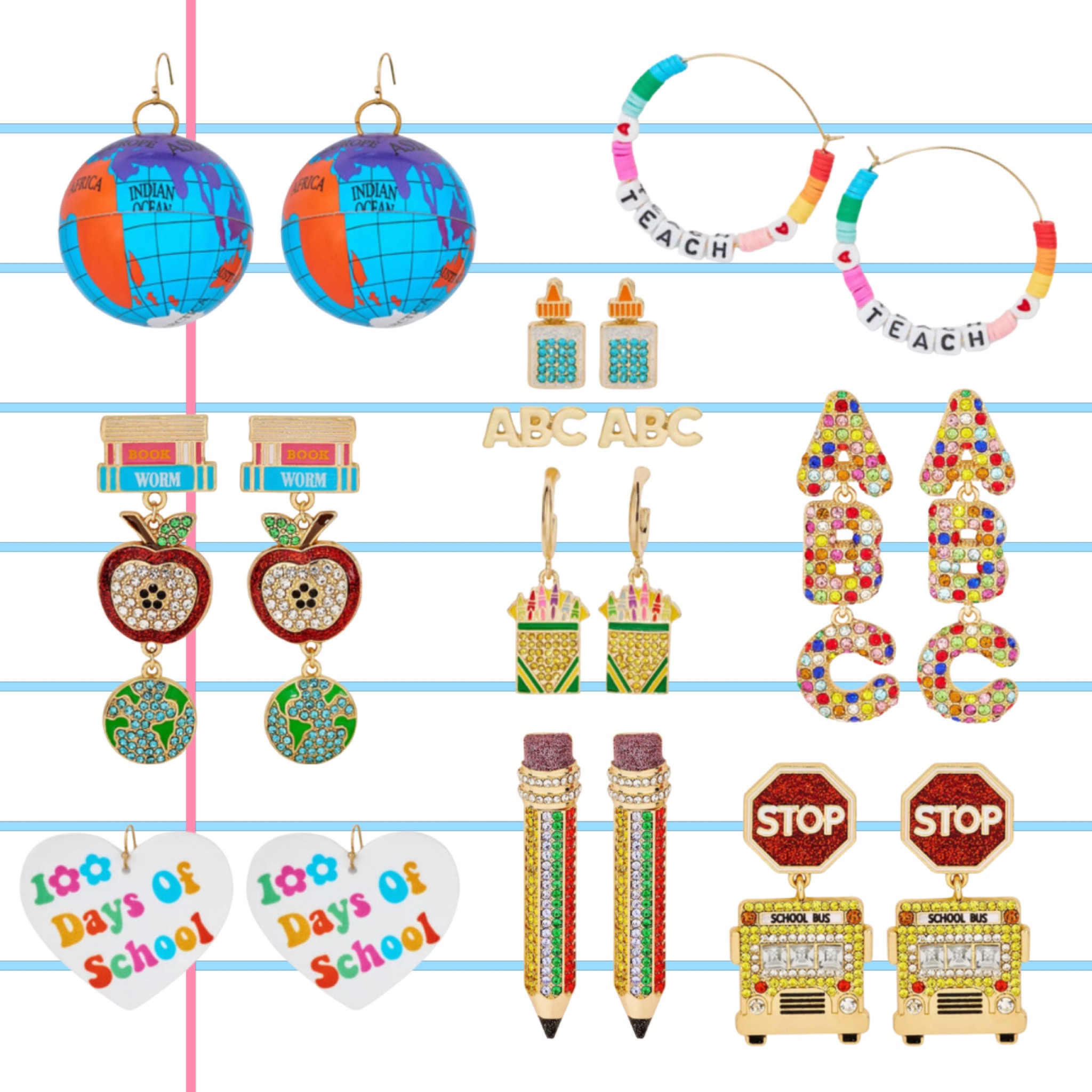 Cute school-themed earrings, perfect for teachers! ✏️📝🍎

#LTKFindsUnder50 #LTKWorkwear #LTKBacktoSchool