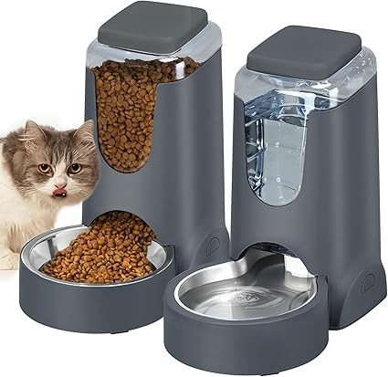 Automatic Cat Feeder and Water Dispenser with Stainless Steel Bowl Dog Gravity Food Feeder and Wa... | Amazon (US)