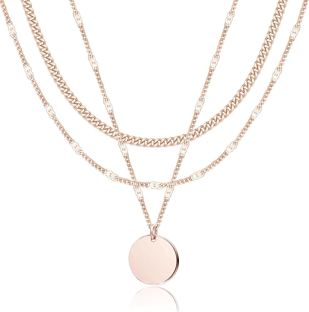 WomenGifts Layered Gold Necklaces for Women, 14K Gold Sterling Silver Plated Dainty Pendant Neckl... | Amazon (US)