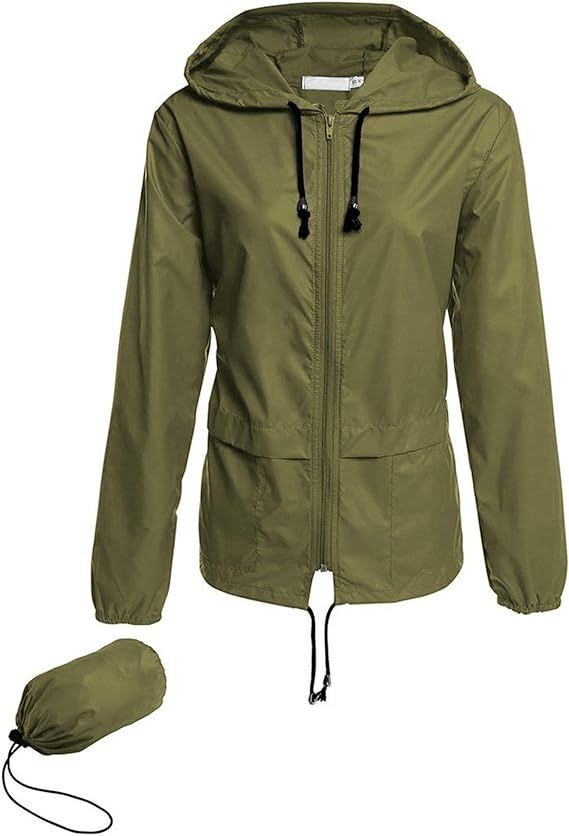 Avoogue Raincoat Women Lightweight Waterproof Rain Jackets Packable Outdoor Hooded Windbreaker | Amazon (US)