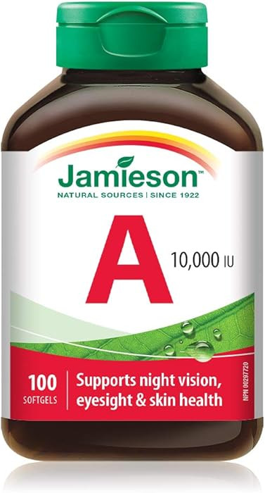 Jamieson Vitamin A 10,000 IU Softgels, Eyesight Support and Skin Health. Gluten-Free, Lactose-Fre... | Amazon (CA)